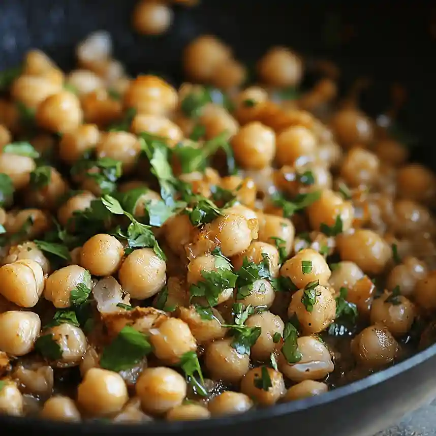 Crispy, roasted chickpeas with a delicious blend of spices in a white bowl, perfect for a savory snack.