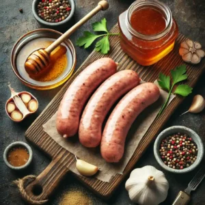 Ingrédients pour la recette parfaite de saucisses à l'ail et au miel